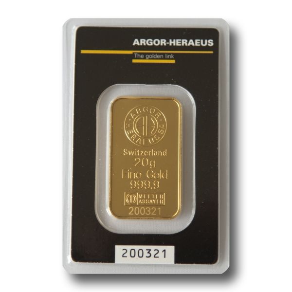 Zlatý slitek Argor Heraeus 20 g