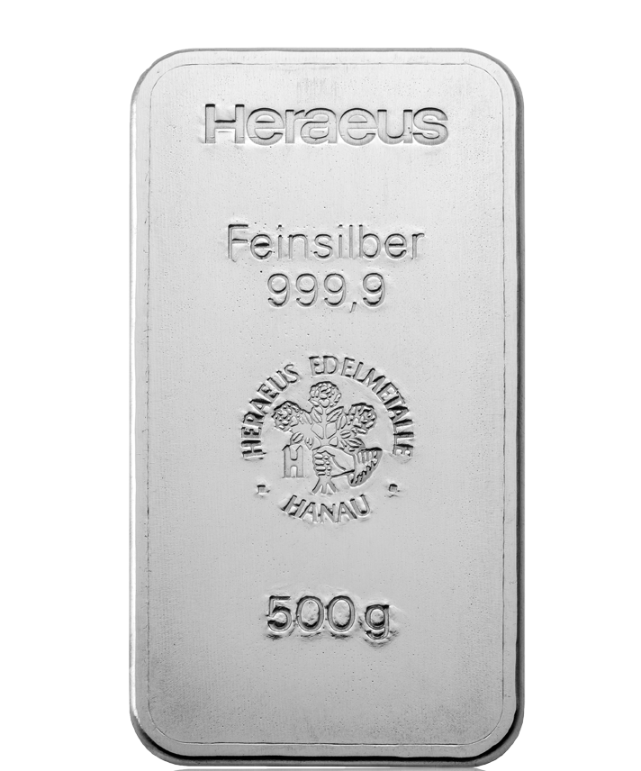 Stříbrný slitek Heraeus 500 g